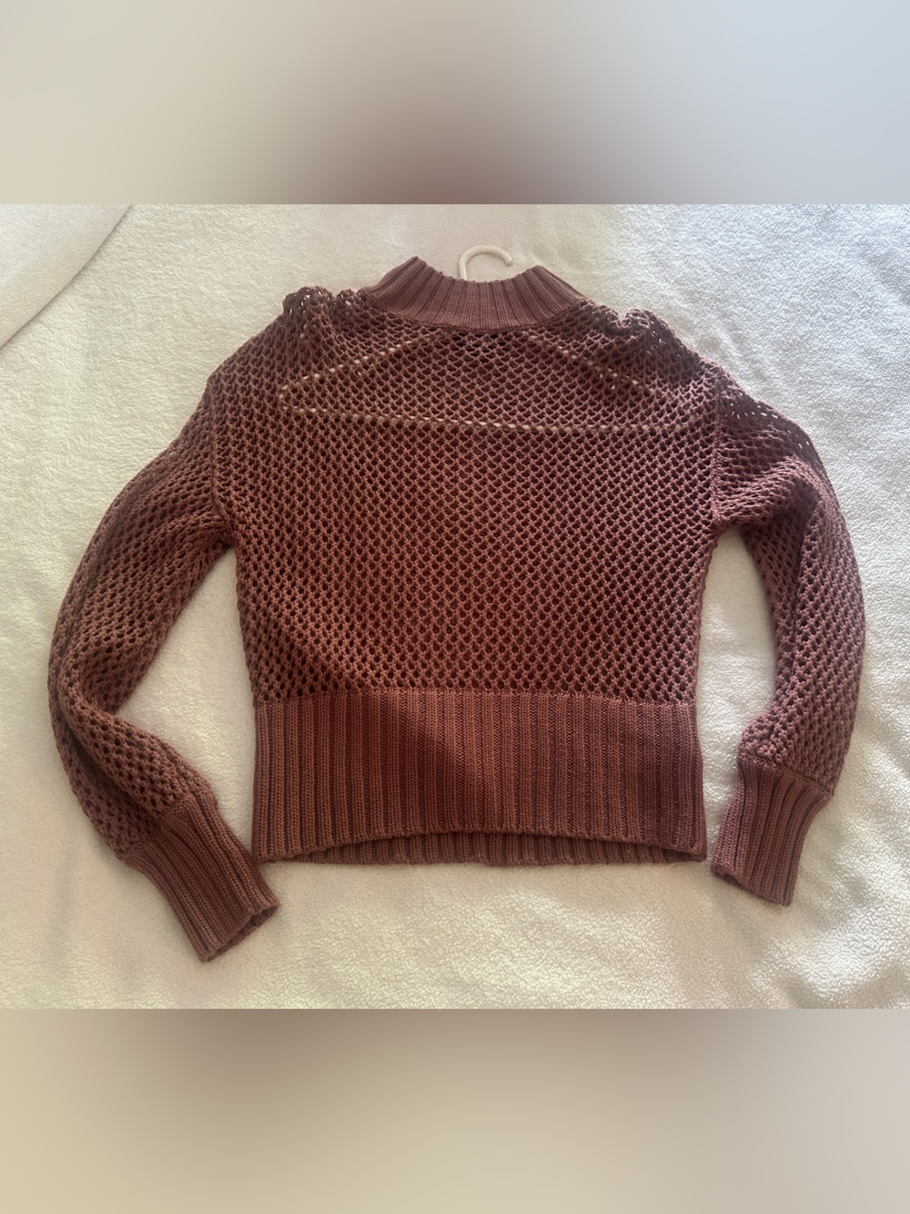 Express Open-Knit Cowlneck Sweater in Dusty Rose